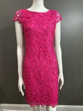 Alice + Olivia Fuchsia Floral Lace Mini Dress Size 6